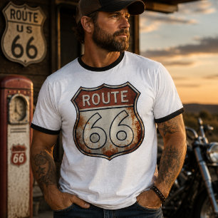 Route 66 Rostig Vägsignal T Shirt