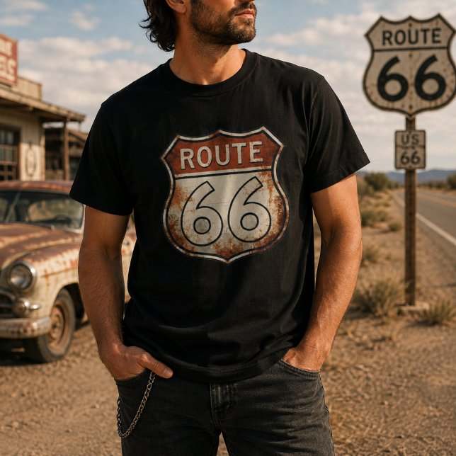 Route 66 Rostig Vägsignal T Shirt (Skapare uppladdad)