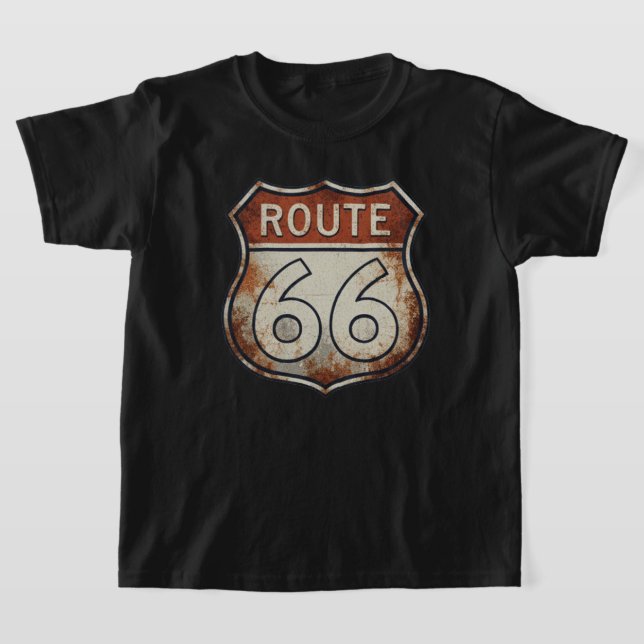 Route 66 Rusty Road Sign T Shirt (Laydown)