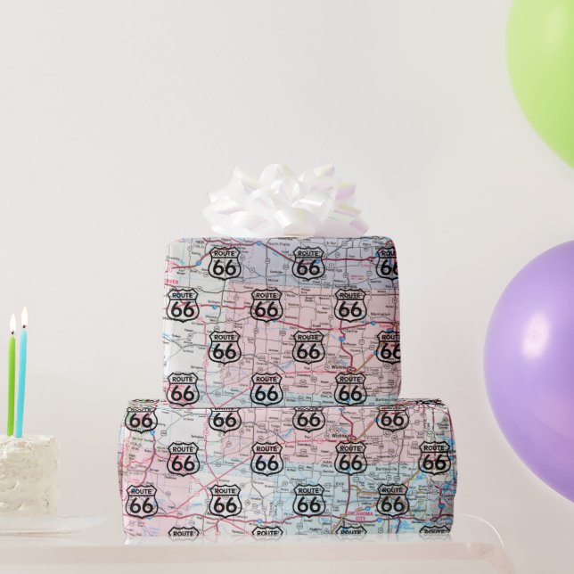 Route 66 Sign On Road Karta Presentpapper (Festgåvor)