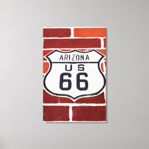 Route 66-skylt på mursten canvastryck