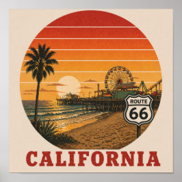 Route 66 Slutet på leden Santa Monica Affisch