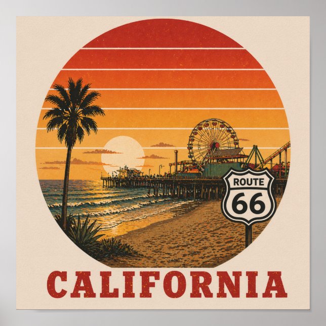 Route 66 Slutet på leden Santa Monica Affisch (Framsidan)