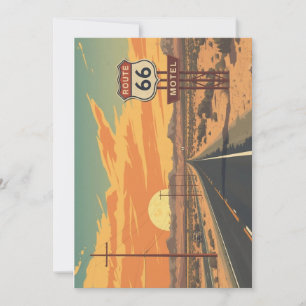 Route 66 Solnedgång Vintage Vägresa Konst Julkort