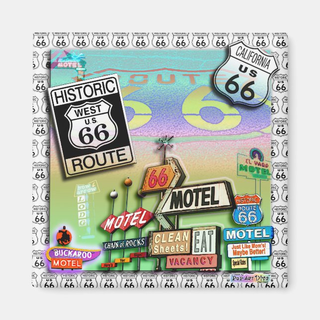 ROUTE 66 SQUARE MAGNET (Framsidan)