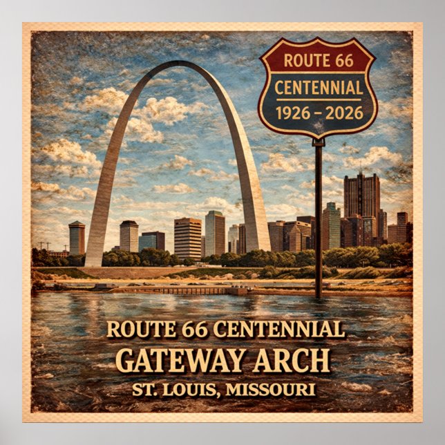 Route 66 St Louis Gateway Arch Poster (Framsidan)
