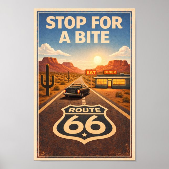 Route 66 - Stanna för en bit Litho Poster (Framsidan)