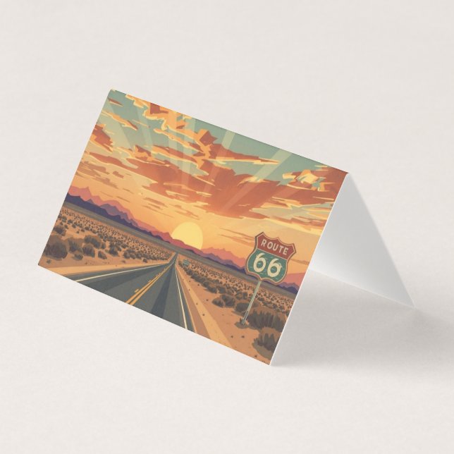 Route 66 Sunset Desert Road Travel Art Kort (Framsida)