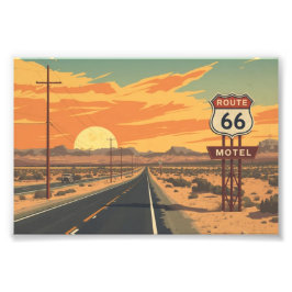 Route 66 Sunset Vintage Road Travel Art Fototryck