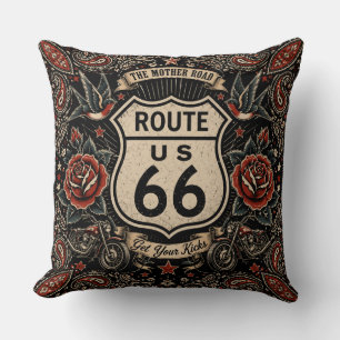 Route 66 Tatuering Americana Vägg Kultur Kudde