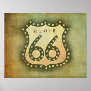 route 66-tecken poster vintage stil som drabbats