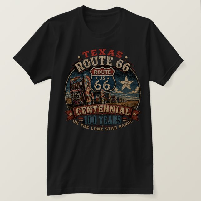 Route 66 Texas Centennial-kläder T Shirt (Design framsida)
