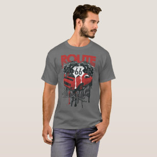 Route 66, tryckt T-shirt Mode-biltryck