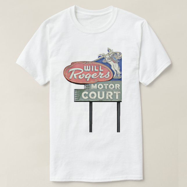 Route 66 Tulsa Will Rogers Motor Court Artwork T Shirt (Design framsida)