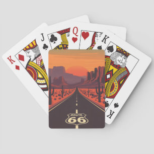 Route 66 USA Vintage Solnedgång Öken Casinokort