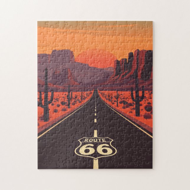 Route 66 USA Vintage Solnedgångspussel Pussel (Vertikal)