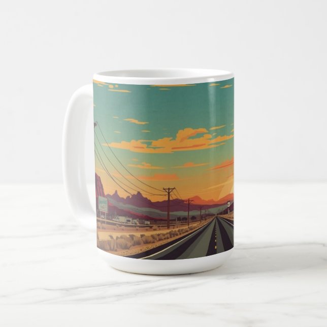 Route 66 Vintage Amerikansk Road Trip Konst Kaffemugg (Framsida vänster)