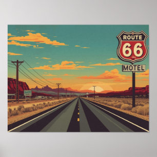 Route 66 Vintage Amerikansk Road Trip Konst Poster