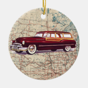 Route 66 Vintage Auto - SRF Julgransprydnad Keramik