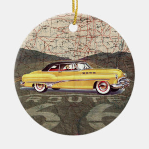 Route 66 Vintage Auto - SRF Julgransprydnad Keramik