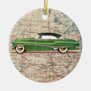 Route 66 Vintage Auto - SRF Julgransprydnad Keramik