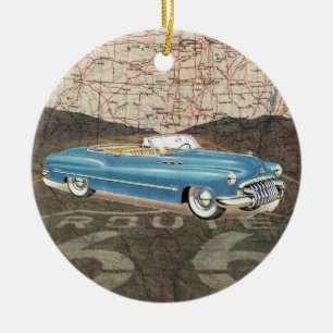 Route 66 Vintage Auto - SRF Julgransprydnad Keramik