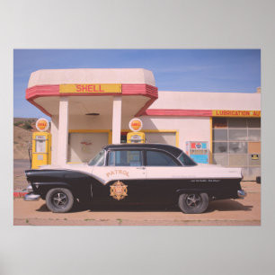 Route 66 Vintage bil Gas Station Photo Poster