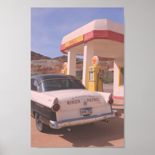 Route 66 Vintage bil Gas Station Photo Poster