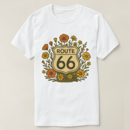 Route 66 Vintage Blommigt Americana Design T Shirt