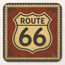 Route 66 Vintage Frimärks Bar Cart Americana Underlägg Papper Kvadrat