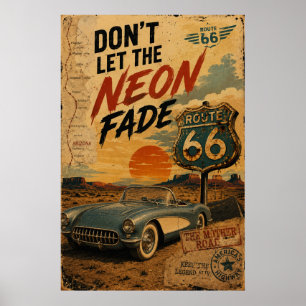 route 66 Vintage Klassisk Bil Americana Konst Poster