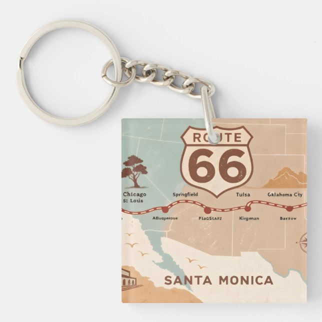 Route 66 Vintage Map with Historic Cities (Framsidan)