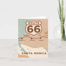 Route 66 Vintage Map with Historic Cities Helgkort