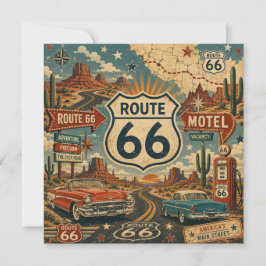 Route 66 Vintage Öken Highway Äventyrskonst Kort
