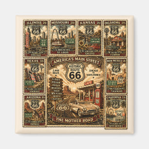 Route 66 Vintage Resemärke Magnet