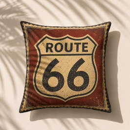 Route 66 Vintage Shield Retro Garage Väggkonst Kudde