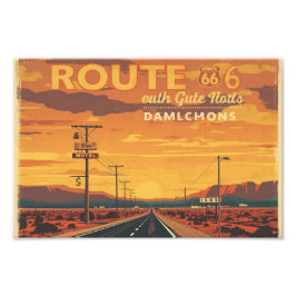 Route 66 Vintage Sunset Road Art Fototryck