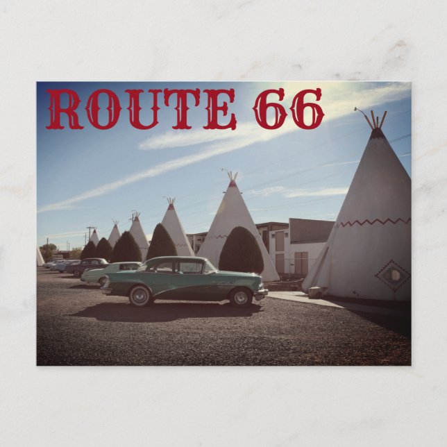 Route 66 Vintage TeePee Motel TRAVEL Vykort (Framsida)