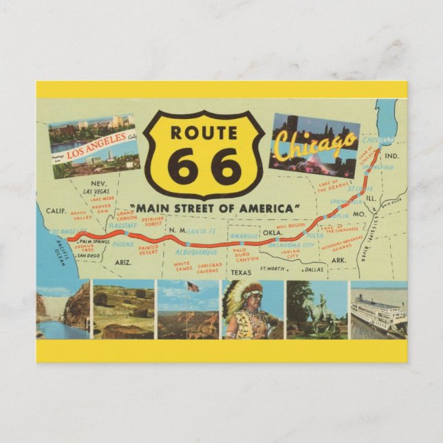 Route 66 Vintage vykort (Framsida)