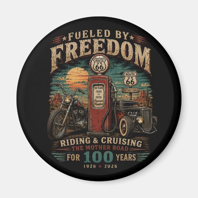 Route 66 Vintagegarage-souvenir Magnet (Framsidan)