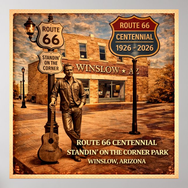 Route 66 Winslow Arizona Stå där Poster (Framsidan)