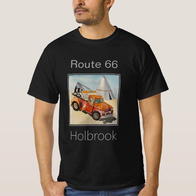 Route 66, Wrecker & Teepee, Holbrook AZ T Shirt (Framsida)