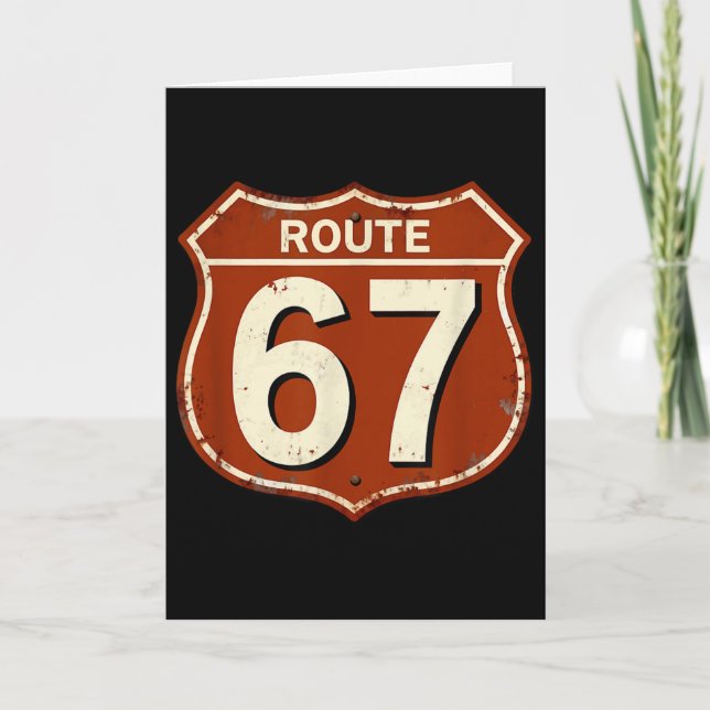 Route 67 Roligt Retro Vägmärke Meme Design  Kort (Framsida)