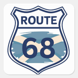 Route 68 Scottish Saltire Flagga Shield Shape Fyrkantigt Klistermärke