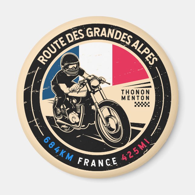 Route des Grandes Alpes | FRANKRIKE | Motorcykel Magnet (Framsidan)