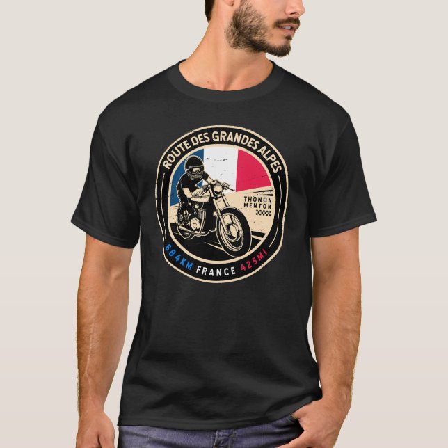 Route des Grandes Alpes | FRANKRIKE | Motorcykel T Shirt (Framsida)