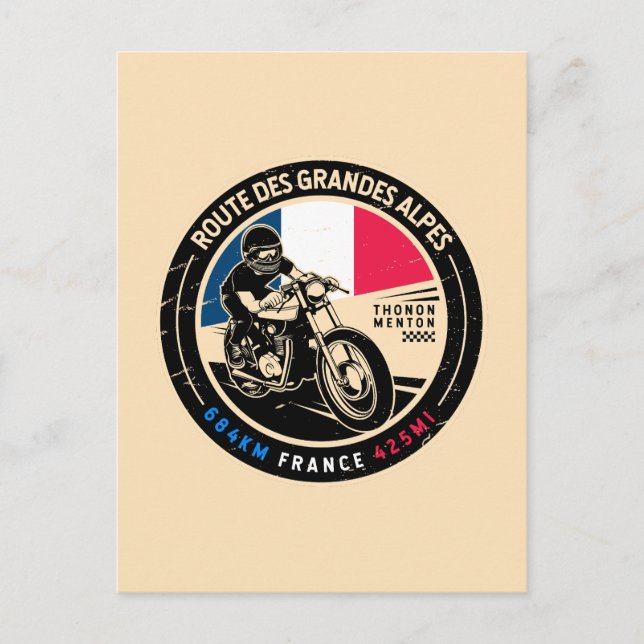 Route des Grandes Alpes | FRANKRIKE | Motorcykel Vykort (Framsida)