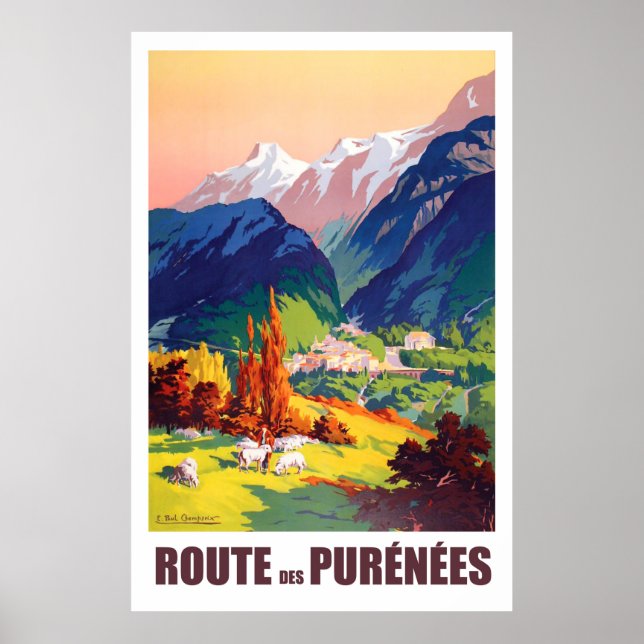 Route in Pyrenéer, Frankrike Poster (Framsidan)