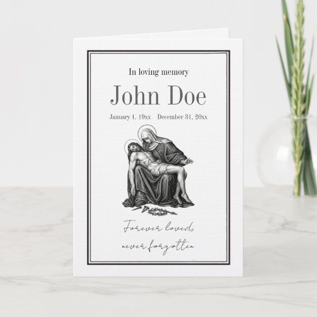 Rouwbrief pieta Maria met gestorven Jezus Kort (Framsida)