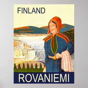 Rovaniemi, Finland, kvinna på kusten Poster